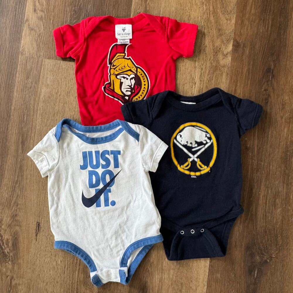 NHL Hockey/Athletic Onesie Bundle: Nike, Buffalo Sabres, Ottawa Senators